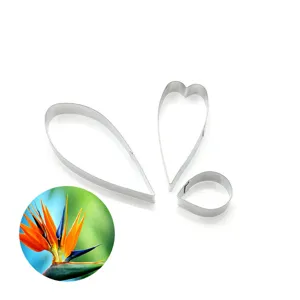 Stainless steel bird of paradise flower cutter set for DIY cake baking and gumpaste craft.