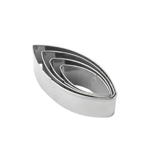 Stainless steel water lily petal cookie cutters set for fondant baking and cake decorating tools.