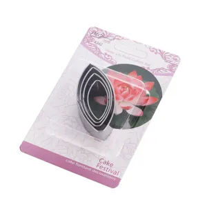 Stainless steel water lily petal fondant cake cutter set for baking decoration tools.
