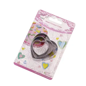 Stainless Steel Heart Cookie Cutters 3-Piece Set Fondant Cake Decorating DIY Baking Tool