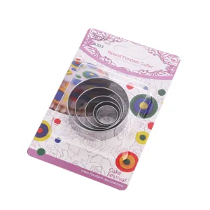 Juego de 5 cortadores de fondant redondos de acero inoxidable para decorar pasteles.