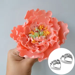 Stainless Steel Peony Flower Petal Cutter Set Fondant Cake Decorating Mold Kitchen Baking Tool Sugarcraft Mould