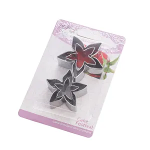 Ensemble d'emporte-pièces à fondant calice de rose en acier inoxydable, 4 pièces.