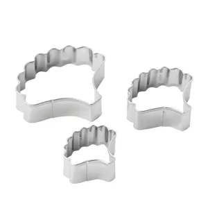 Set di tre tagliapasta in acciaio inossidabile per fiori di fondant e decorazione torte.
