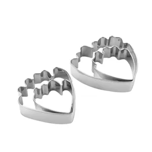 Stainless steel peony flower cutter set detail view, ideal for fondant cake decorating.