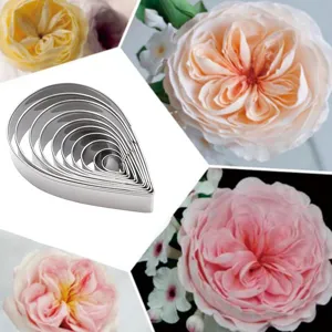 Stainless Steel Rose Petal Cutter Set Water Drop Fondant Mold Cake Decorating Tool Baking Mold Kitchen Bakeware