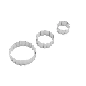 Stainless steel round fluted cookie cutter set baking fondant pastry mold kitchen tools