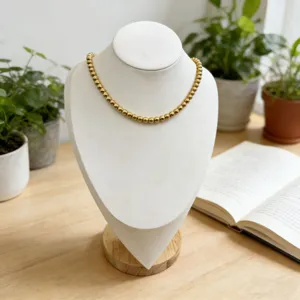 Collier ras de cou minimaliste en perles dorées pour femmes, bijoux en acier inoxydable.