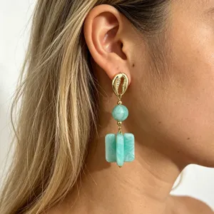French Retro Color Blocking Resin Geometric Dangle Earrings Stainless Steel Post Exaggerated Drop Earrings For Women