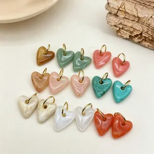 Kleurrijk hart hars oren hangers set afneembaar acryl minimalistische stijl chic.