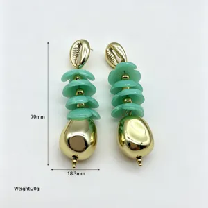 Vintage geometric flower drop earrings for women, stylish statement metal and resin jewelry.