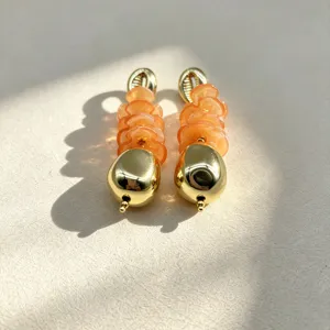 Europe fashion geometric flower earrings vintage niche design light luxury gold drop earrings jewelry