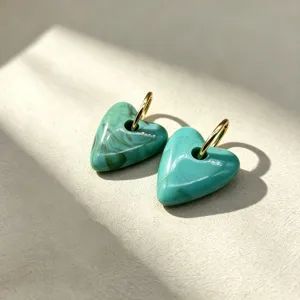 Groene hart hars oorbellen afneembaar roestvrij staal goud modieuze dames sieraden