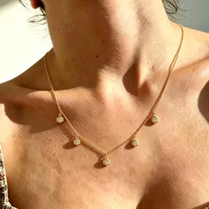 Edelstahl Vergoldet Herz Stern Anhänger Halskette Strass Geometrie Mode Schmuck Geschenk Für Damen