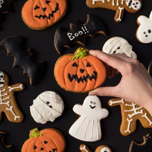 Halloween cookie cutters set for festive baking, durable molds for spooky party treats.