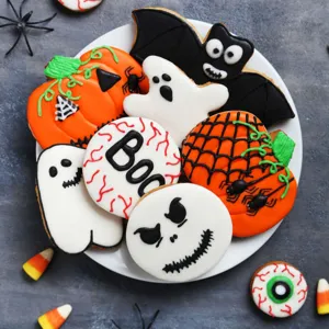 Halloween cookie cutters set, stainless steel baking molds for spooky party treats and DIY.