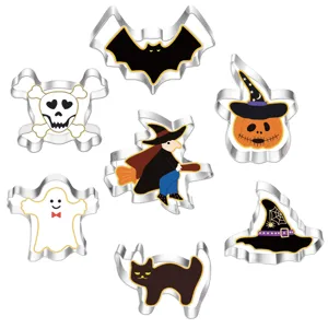 Stainless Steel Halloween Cookie Cutter Pumpkin Ghost Bat Biscuit Molds DIY Baking Pastry Kitchen Tools