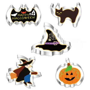 Set taglia biscotti Halloween in acciaio inossidabile, 5 forme spaventose per dolci DIY.