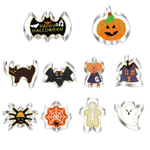 Halloween stainless steel cookie cutters 10-piece set baking DIY molds spooky party