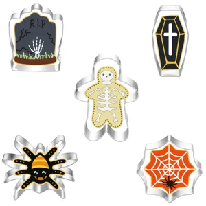 Set di taglia biscotti di Halloween in acciaio inossidabile, 5 forme spettrali per pasticceria fai da te.