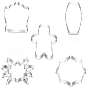 Set di tagliatesta per biscotti in metallo acciaio inox dettaglio stampi forme varie