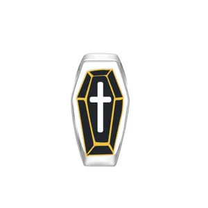 Gothic coffin cross pendant charm stainless steel punk rock jewelry accessory for necklace bracelet