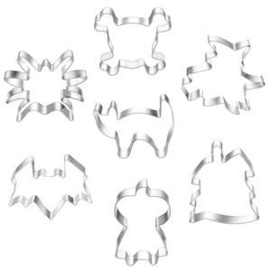 Stainless steel Halloween cookie cutter set of 7 pieces for DIY baking and festive party treats.