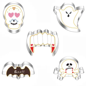 Set tagliabiscotti di Halloween in acciaio inossidabile, stampi fai-da-te per feste spettrali.