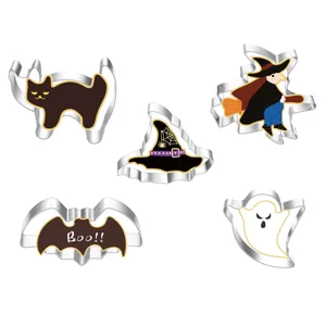 Set di stampi per biscotti di Halloween in acciaio inossidabile con 5 forme spettrali fai-da-te.