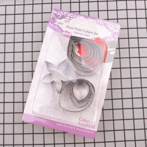Edelstahl Rosenblatt Fondant Kuchen Ausstecher Set, Zuckerblume Form Deko Werkzeug.