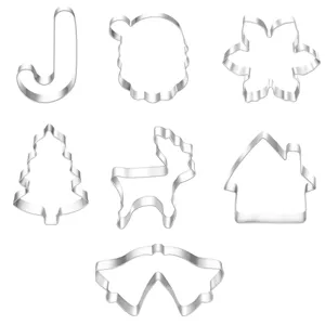 Stainless steel Christmas cookie cutters set of 7 decorative pieces for baking cookies