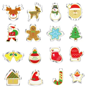 Stainless Steel Christmas Cookie Cutter Set Gingerbread Man Tree Metal Baking Molds Holiday Party Kitchen Tools