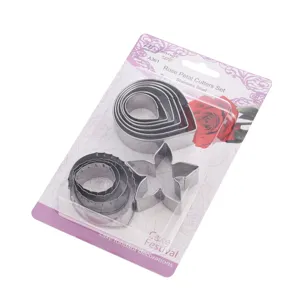 Edelstahl Rosenblatt Fondant Kuchen Ausstecher Set, professionelle Blumen Backform.