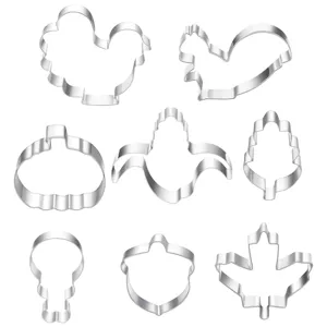 Set di 8 taglieri per biscotti in acciaio inox tema ringraziamento dettagli vista