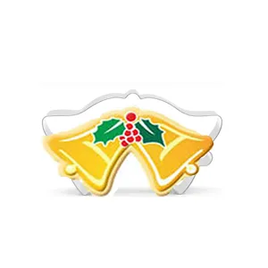 Christmas bell stainless steel cookie cutter detail view, ideal for festive baking projects.