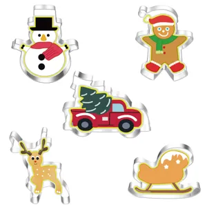 5-piece Christmas stainless steel cookie cutters set featuring festive shapes for holiday baking.
