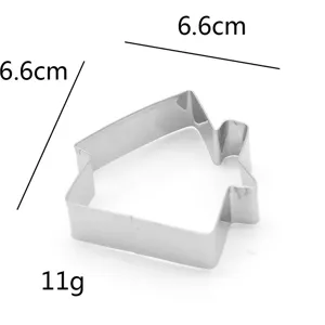 Stainless steel house shape cookie cutter detail view, durable kitchen baking tool.