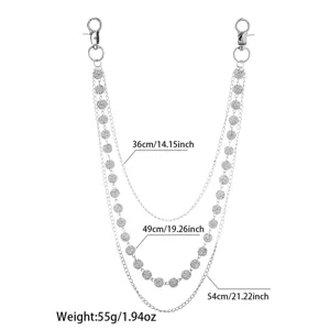 Multi-layer rhinestone waist chain punk hip hop jeans body chain fashion accessory