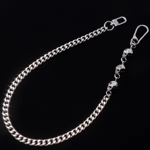 Men's heavy metal skull pants chain, cool gothic wallet chain for jeans and hip hop style.
