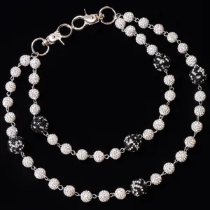 Double layer rhinestone crystal ball pants chain hip hop waist chain for women fashion style