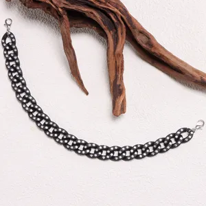 Black rhinestone chunky chain hat accessory fashion jewelry necklace strap detail view