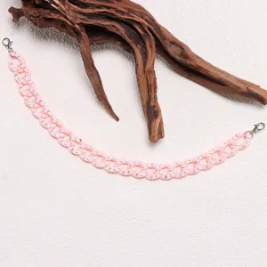 Pink rhinestone chain accessory, sparkling crystal bling strap for hat or bag decoration.
