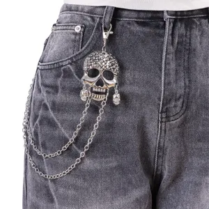 Punk Hip Hop Catena per Pantaloni con Teschio Catena in Metallo Multistrato Catena da Vita Rock Biker Gioielli da Strada per Uomini Donne