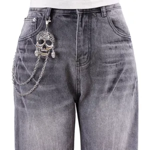 Catena pantaloni teschio punk hip-hop, catena da vita in metallo multistrato per jeans.