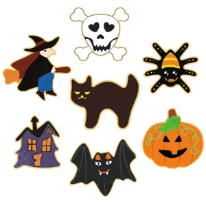 Close-up details of Halloween cookie cutters set featuring spooky shapes for baking DIY.