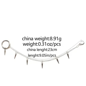 Metal rivet pendant chain for shoes and ankles, stylish punk design accessory.