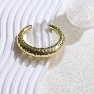 Wide gold open cuff bracelet minimalist metal geometric bangle statement wrist jewelry for women