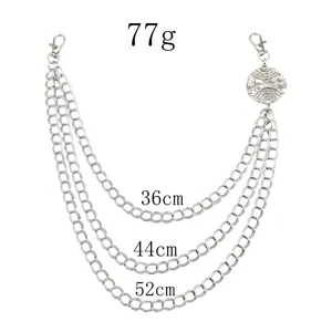 Multi-layer metal pants chain punk hip hop waist chain silver decorative jewelry item