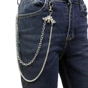 Modesta catena da pantaloni in metallo multistrato con ciondolo pipistrello gotico punk