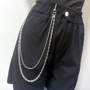 Multi-layer metal pants chain hip hop punk trouser chain waist accessory for men and women